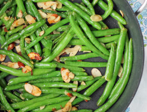 Stovetop Green Beans with Almonds in a pan
