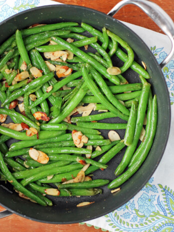Stovetop Green Beans with Almonds in a pan