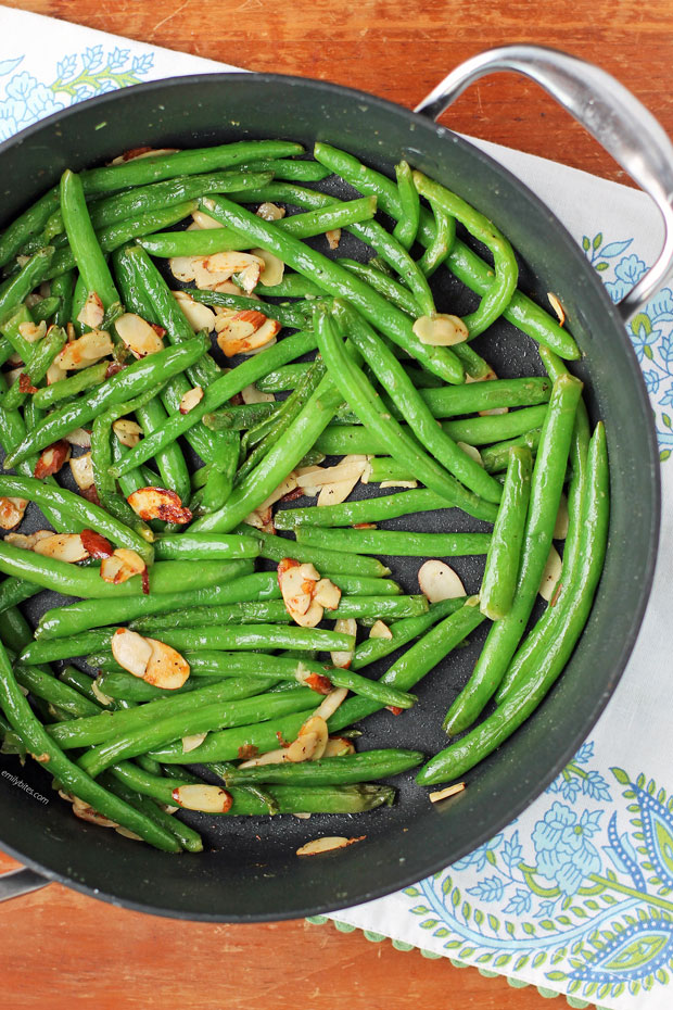 Stovetop Green Beans with Almonds in a pan