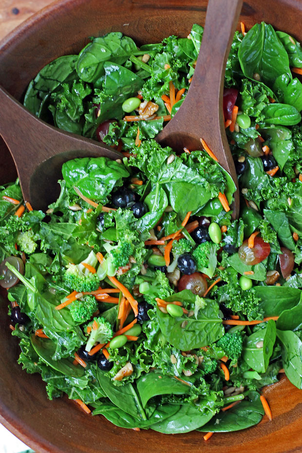 Superfood Salad with serving spoons