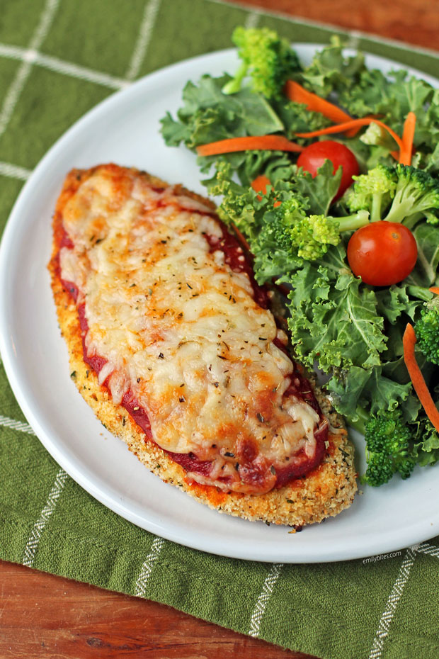 Crispy Chicken Parmesan - Emily Bites