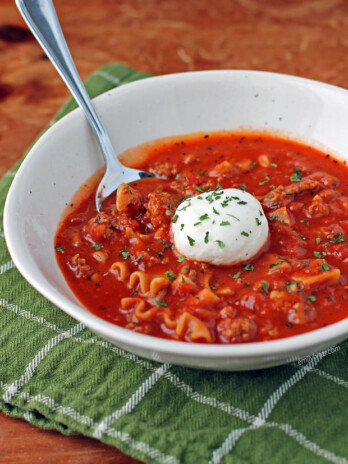 Lasagna Soup in a bowl