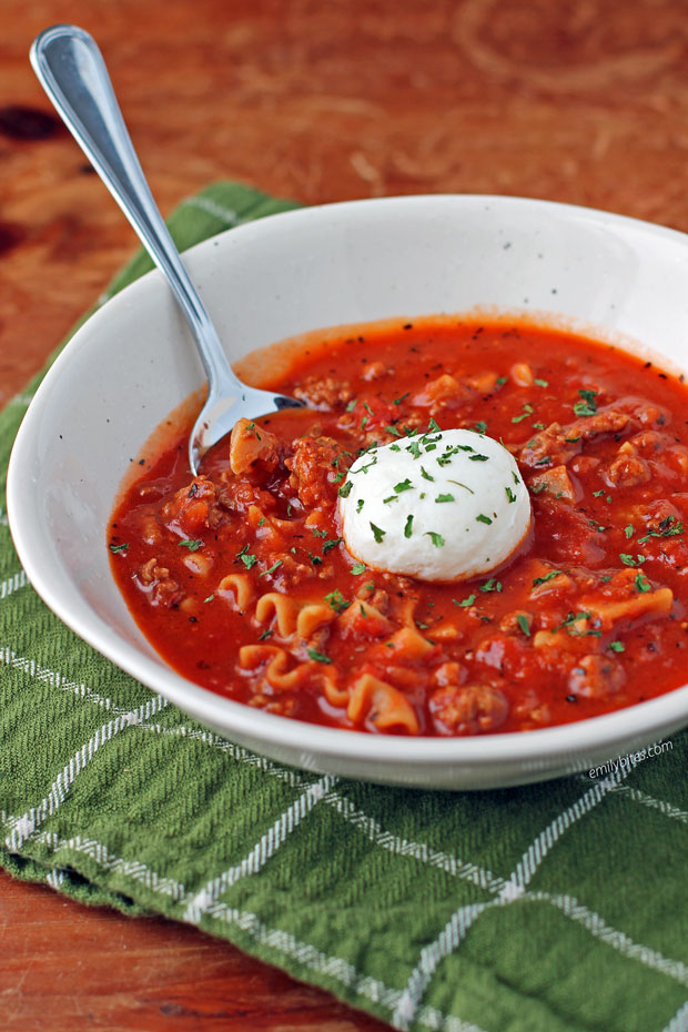 Lasagna Soup in a bowl