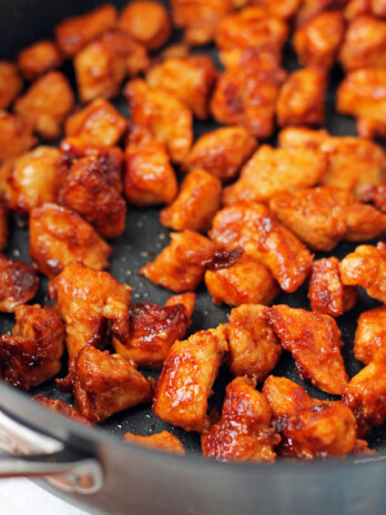 Nashville Hot Chicken Bites in a pan
