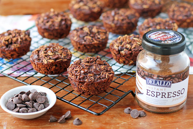 Chocolate Mocha Baked Oatmeal Singles with espresso powder