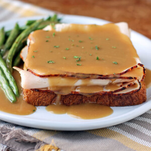 Hot Turkey Sandwich with Gravy close up