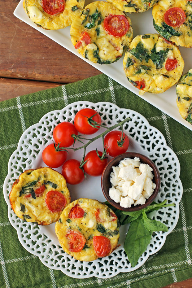 Feta Tomato Mini Frittatas on a plate