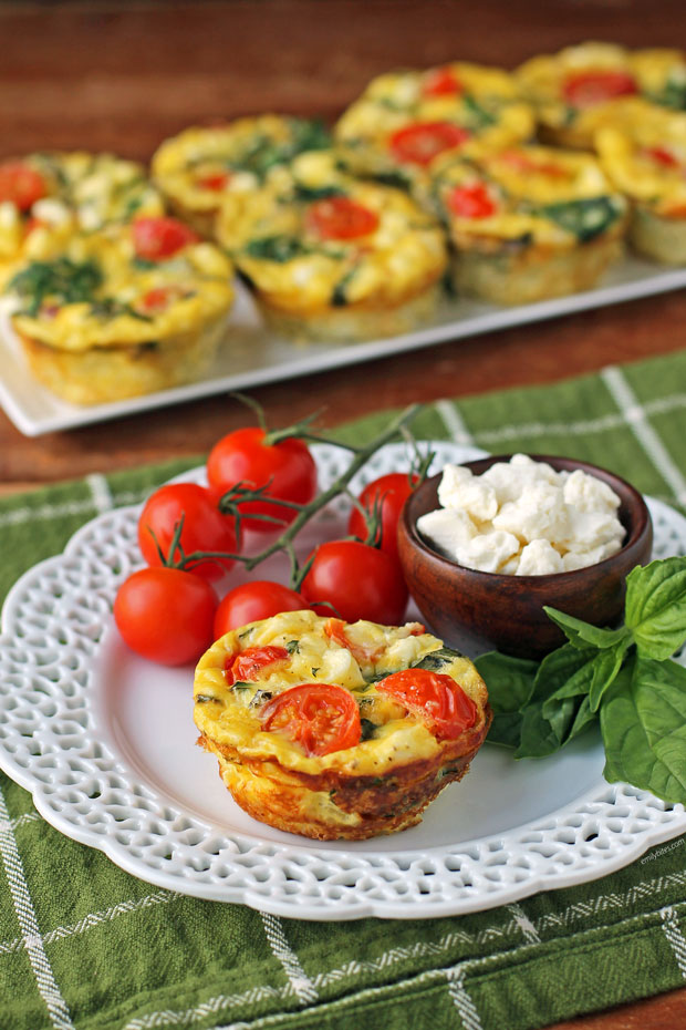 Feta Tomato Mini Frittatas with ingredients