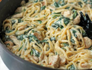 Ricotta and Spinach Pasta with Chicken close up