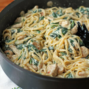 Ricotta and Spinach Pasta with Chicken close up