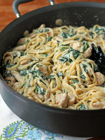 Ricotta and Spinach Pasta with Chicken close up