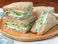 Cucumber Sandwich pieces on a plate
