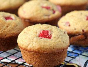 Strawberry Rhubarb Muffins close up