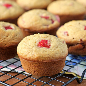 Strawberry Rhubarb Muffins close up