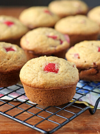 Strawberry Rhubarb Muffins close up