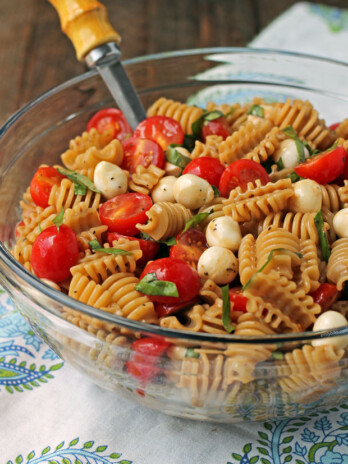 Caprese Pasta Salad in a serving bowl