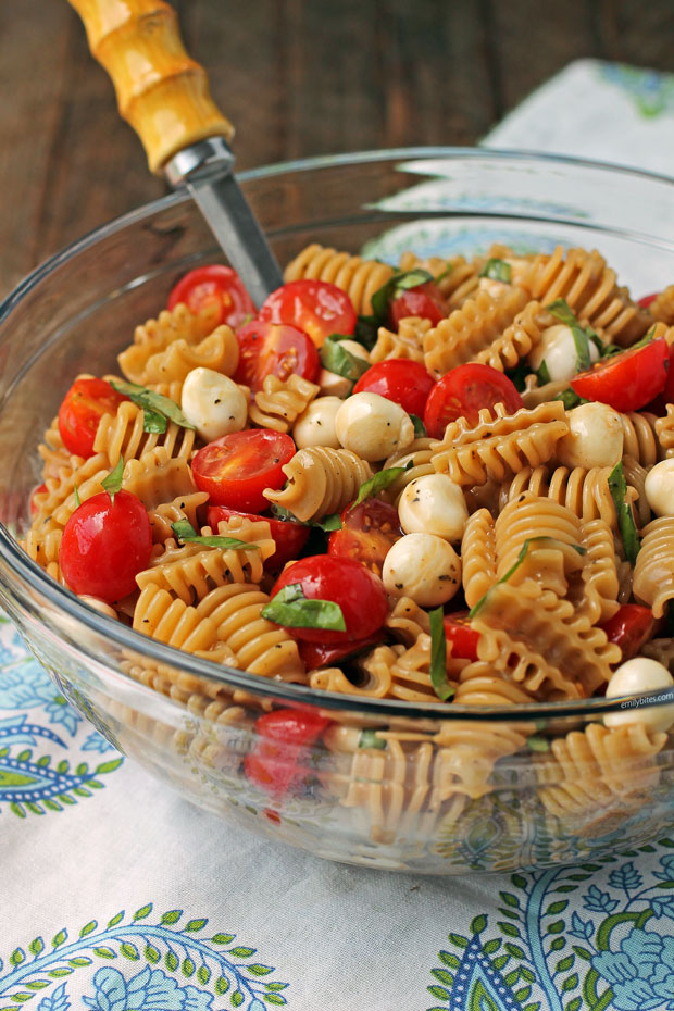 Caprese Pasta Salad in a serving bowl