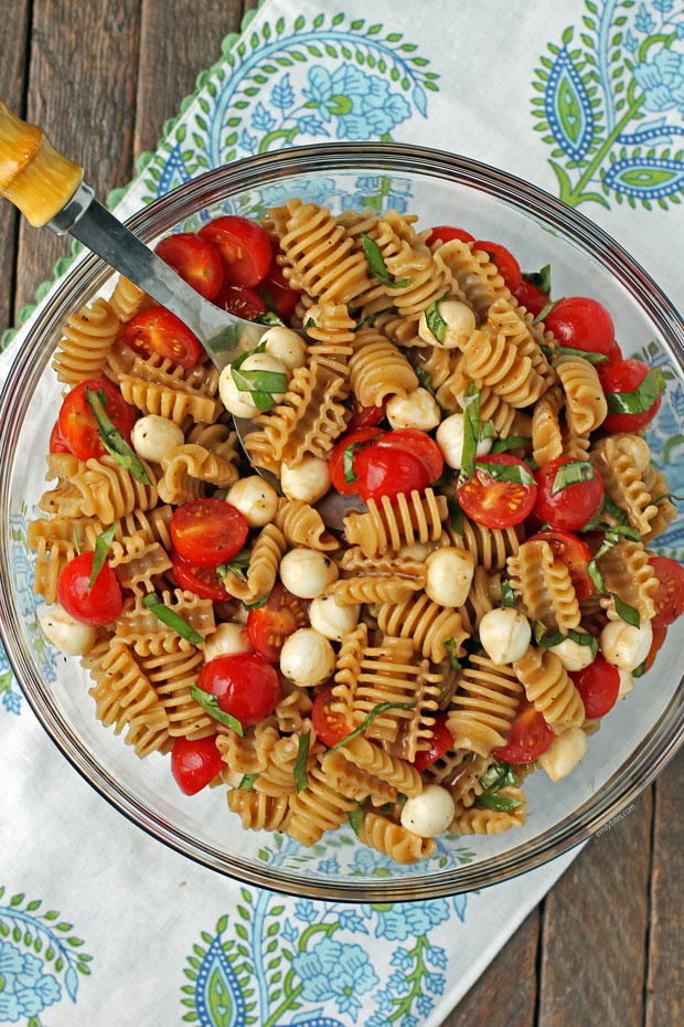 Caprese Pasta Salad overhead