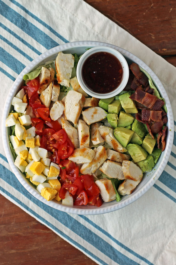 Cobb Salad in a bowl overhead
