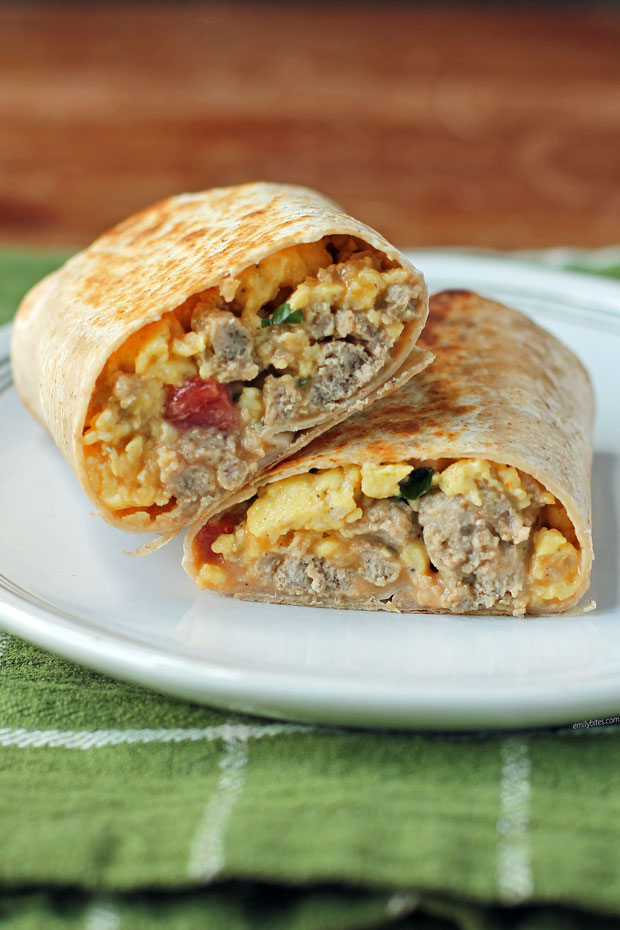 Turkey Sausage Breakfast Burrito on a plate