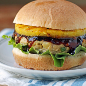 Pineapple Teriyaki Chicken Burger close up