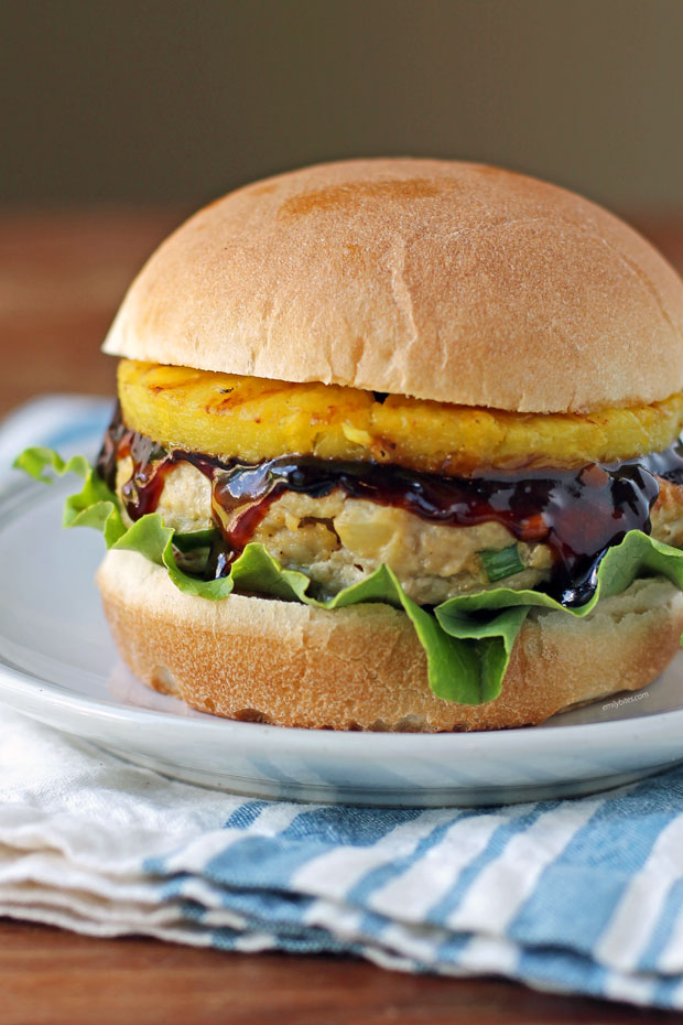 Pineapple Teriyaki Chicken Burger close up