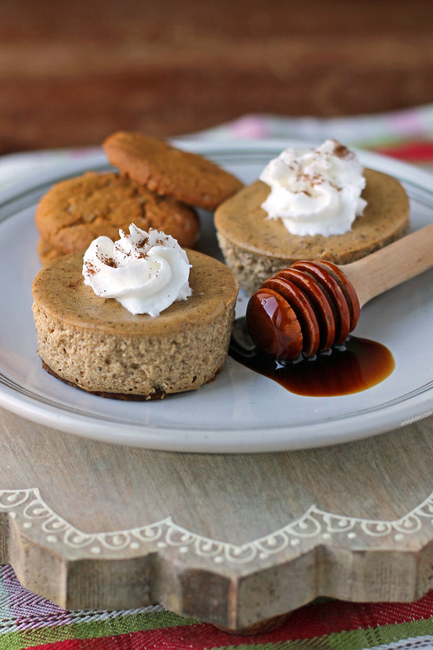 Gingerbread Cheesecake Cups plated with molasses
