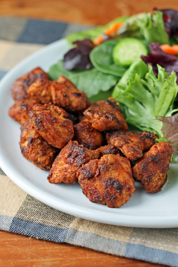 Barbecue Rubbed Chicken Bites close up
