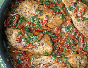 Creamy Tuscan Chicken in the pan