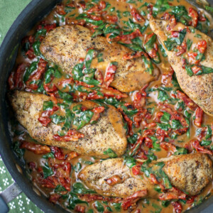 Creamy Tuscan Chicken in the pan