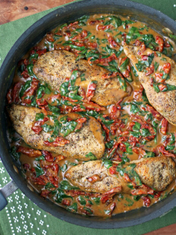 Creamy Tuscan Chicken in the pan
