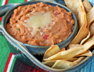 Easy Cheesy Bean Dip with chips