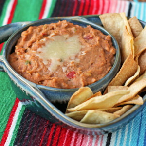 Easy Cheesy Bean Dip with chips