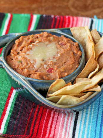 Easy Cheesy Bean Dip with chips