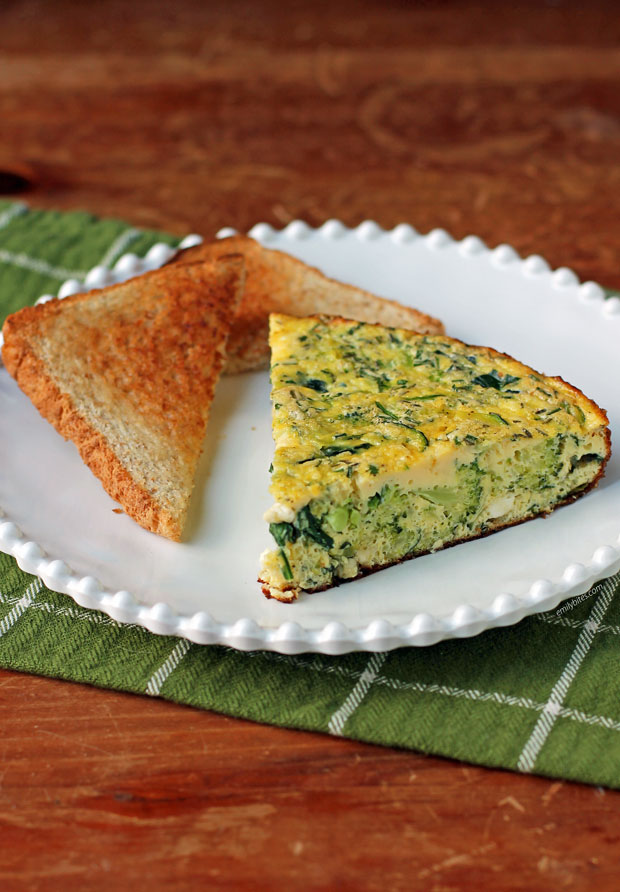 Vegetable Feta Frittata on a plate with toast