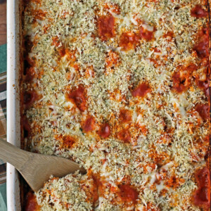 Cauliflower and Barley Parmesan Bake in the baking dish