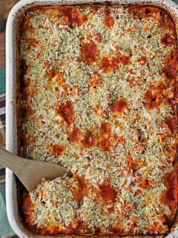 Cauliflower and Barley Parmesan Bake in the baking dish
