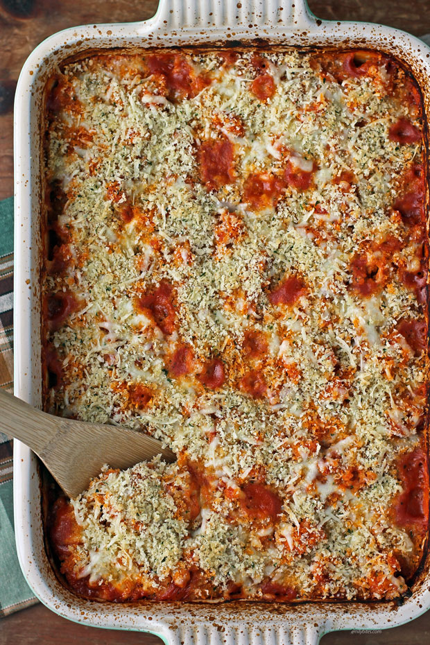 Cauliflower and Barley Parmesan Bake in the baking dish