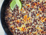 Cheesy Spicy Black Bean Skillet with lime
