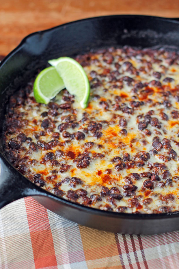 Cheesy Spicy Black Bean Skillet close up