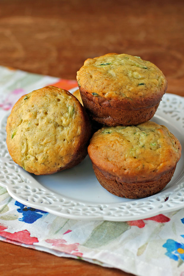 Banana Zucchini Muffins on a plate