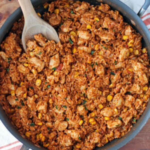 Chicken Taco Rice Skillet with spoon