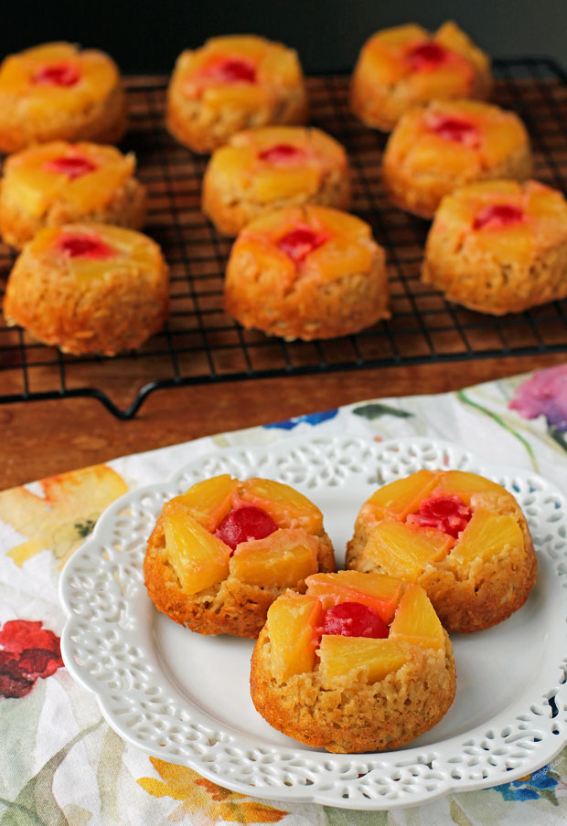 Pineapple Upside-Down Baked Oatmeal Singles on a plate