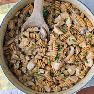 Creamy Chicken Marsala Pasta with a spoon