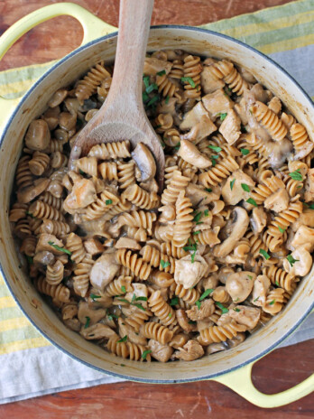 Creamy Chicken Marsala Pasta with a spoon