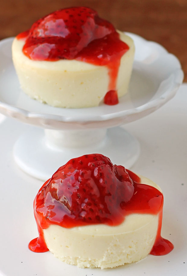 Two Strawberry Cheesecake Cups plated