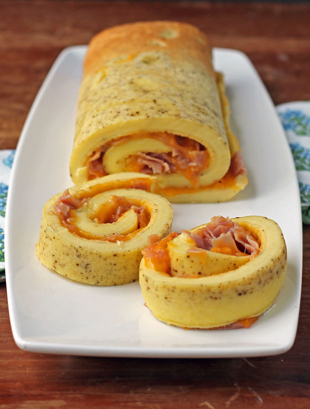 Ham and Cheese Omelet Roll sliced