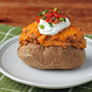 Taco Stuffed Twice Baked Potato on a plate