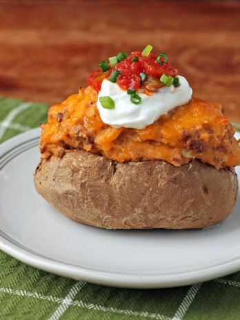 Taco Stuffed Twice Baked Potato on a plate