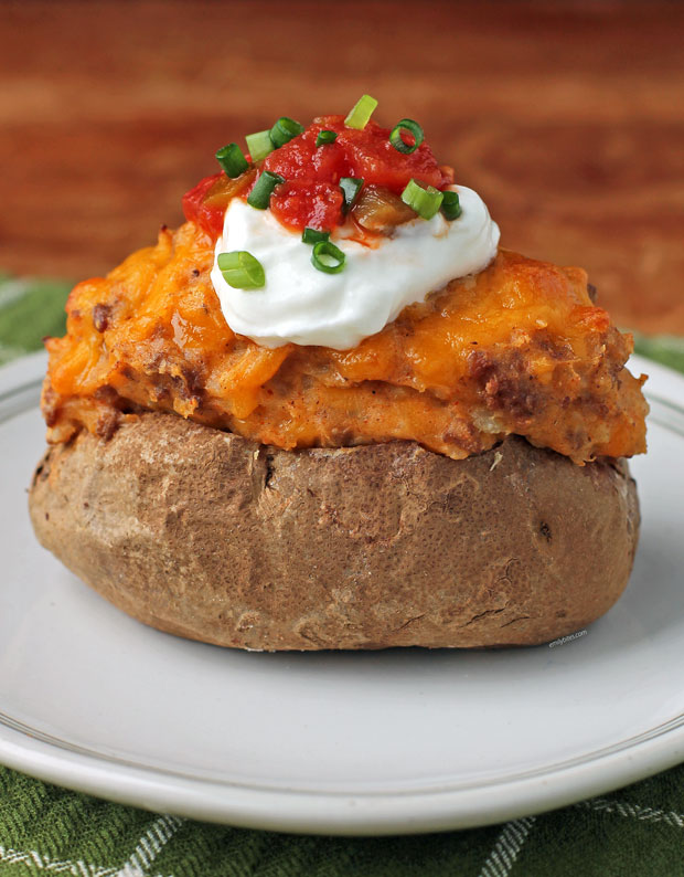 Taco Stuffed Twice Baked Potato close up